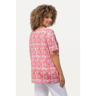 Ulla Popken  T-Shirt, maritimer Druck, A-Linie, V-Ausschnitt, Halbarm 