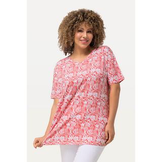 Ulla Popken  T-Shirt, maritimer Druck, A-Linie, V-Ausschnitt, Halbarm 