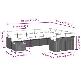 VidaXL Ensemble de canapés de jardin rotin synthétique  