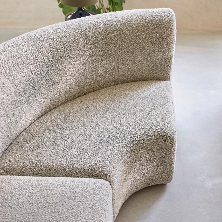 Tikamoon Poltrona angolare modulare in legno di acacia massello e tessuto grigio Swann  