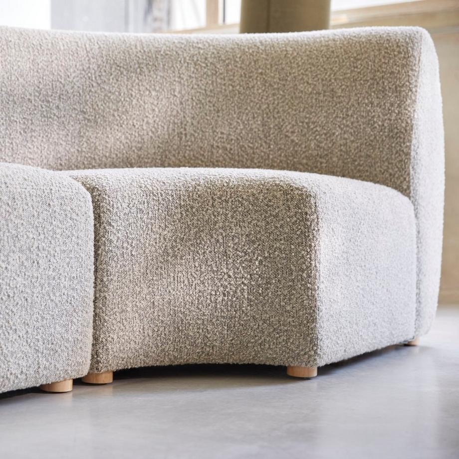 Tikamoon Poltrona angolare modulare in legno di acacia massello e tessuto grigio Swann  