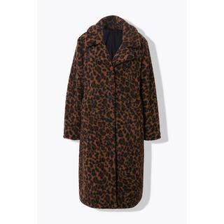 Studio Untold  Cappotto in teddy dal taglio svasato con design leopardato e revers 