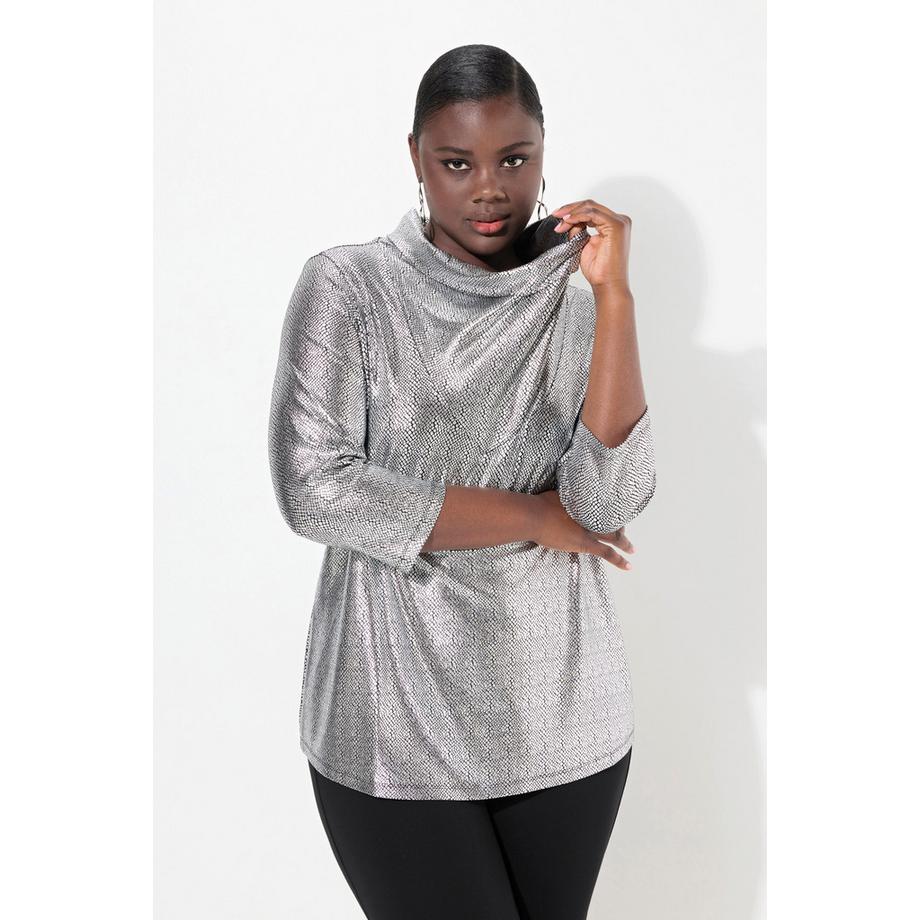 Ulla Popken T-shirt Col Bénitier Manches 3/4 Classic  