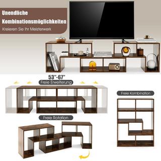 Northio Meuble TV en bois en 3 parties pour téléviseurs jusqu'à 65" Meuble TV librement combinable marron  