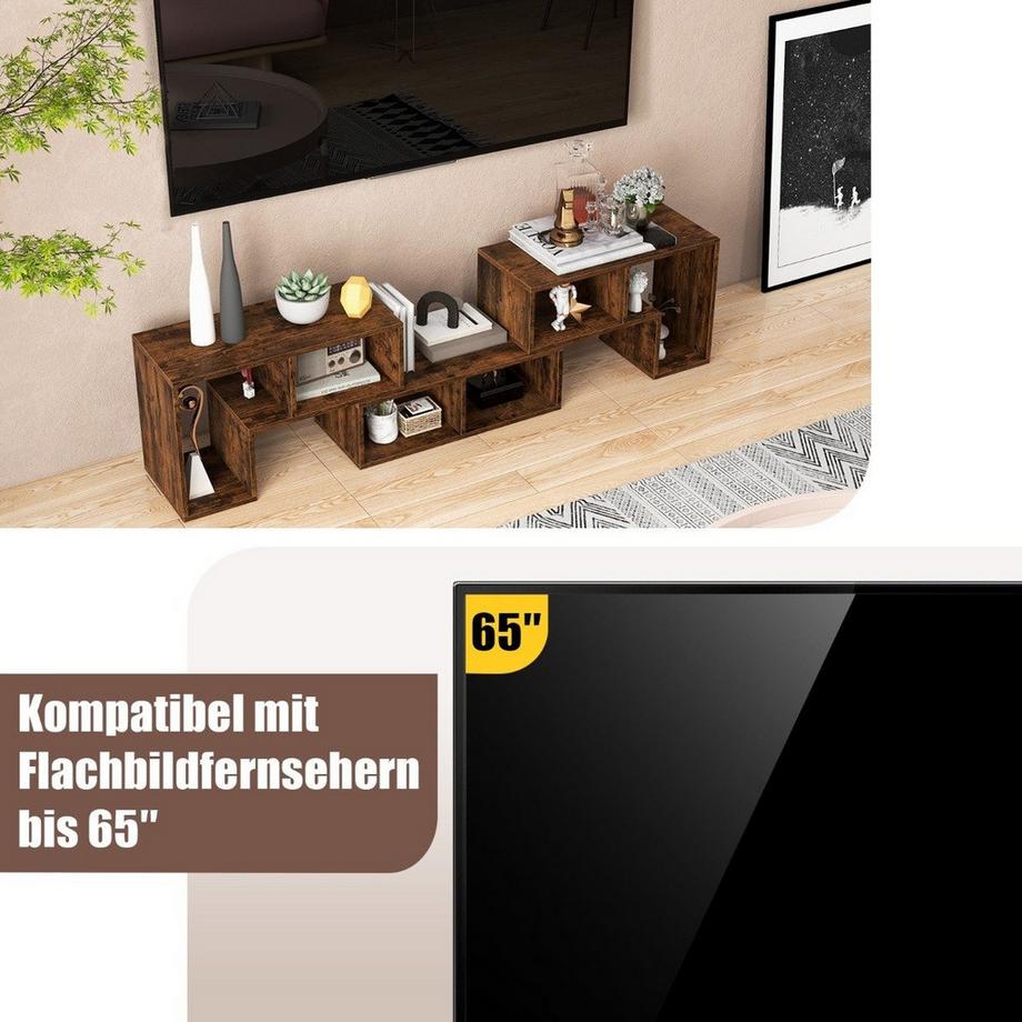 Northio 3-teiliger Fernsehschrank aus Holz für TVs bis zu 65" Frei Kombinierbarer Fernsehtisch Braun  