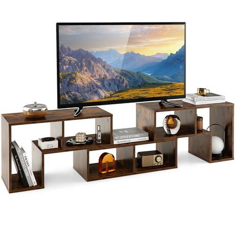 Northio Meuble TV en bois en 3 parties pour téléviseurs jusqu'à 65" Meuble TV librement combinable marron  