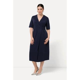 Ulla Popken Robe midi effet cache-cœur col en V manches courtes  