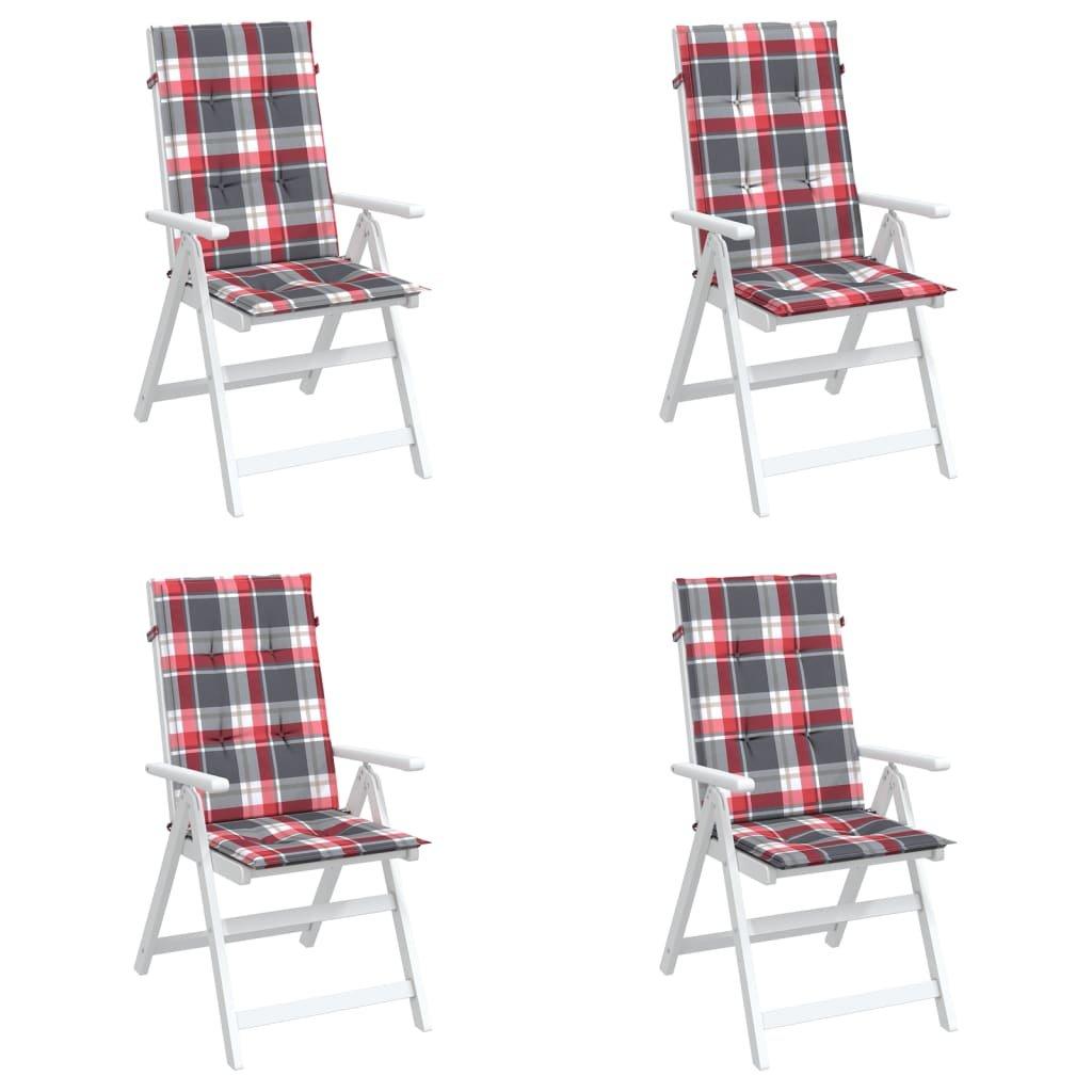 VidaXL Coussins de chaise de jardin 4 pcs Carreaux 120x50x3 cm  