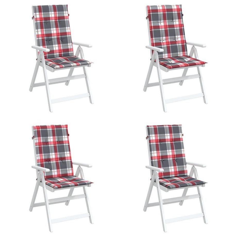VidaXL Coussins de chaise de jardin 4 pcs Carreaux 120x50x3 cm  