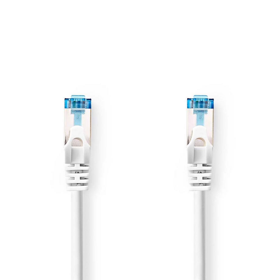CAT6a Netzwerkkabel | S/FTP | RJ45 Stecker | RJ45 Stecker | 3,00 m | Snagless | Rund | LSZH | Weiß | Etikett