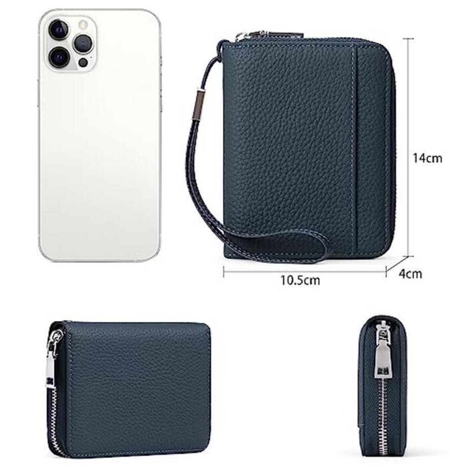 Only-bags.store Portafoglio in pelle con cerniera e protezione per carte di credito  