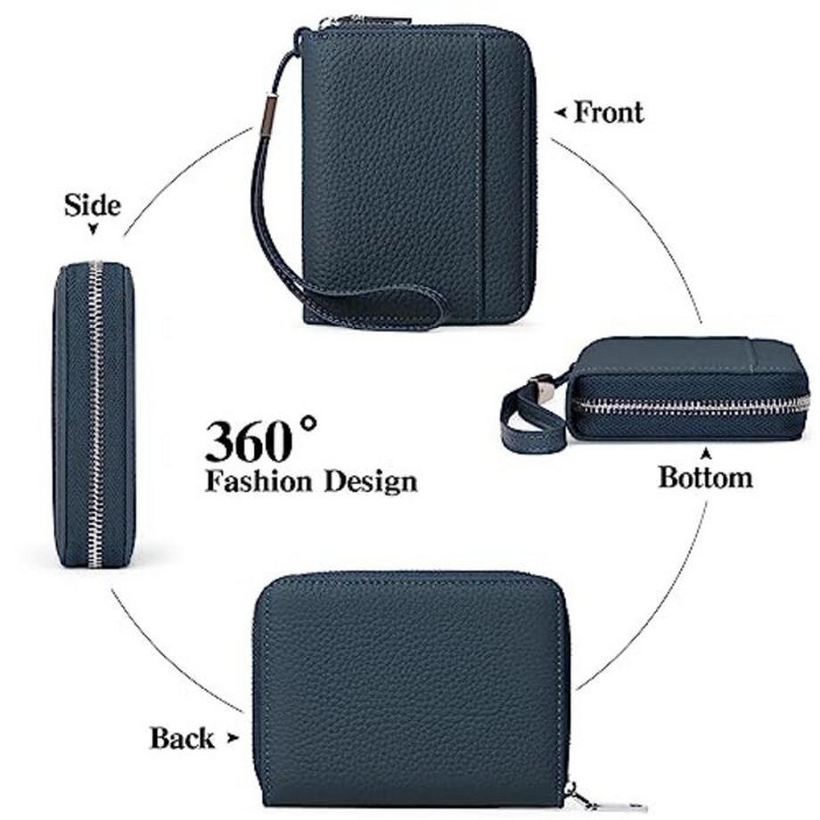 Only-bags.store Portafoglio in pelle con cerniera e protezione per carte di credito  