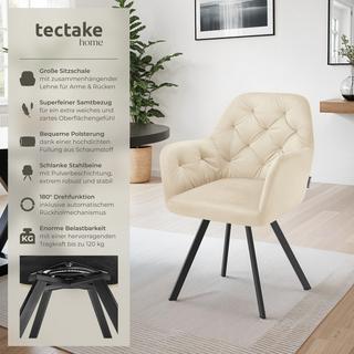 Tectake Fauteuil pivotant en velours Lucia, rembourré  