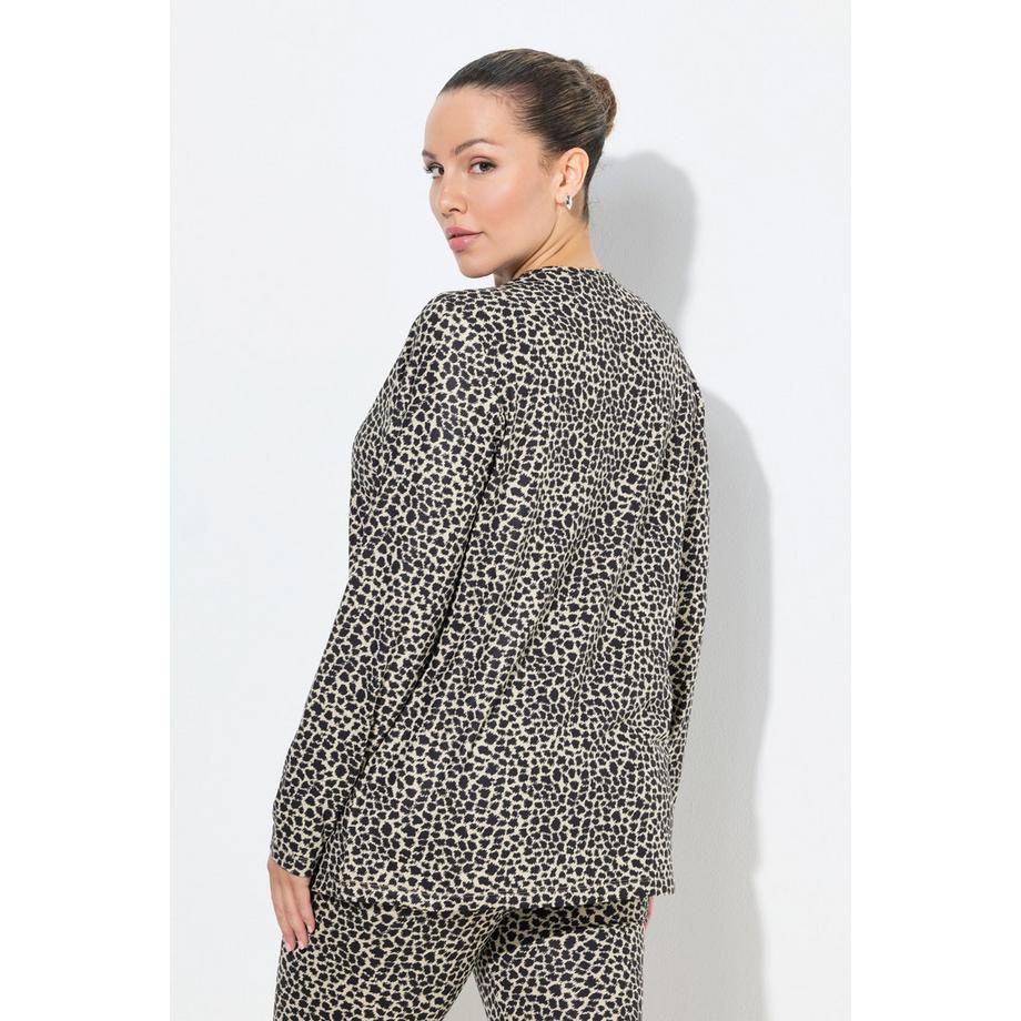 Ulla Popken T-shirt technique de ski motif léopard col en V manches longues  