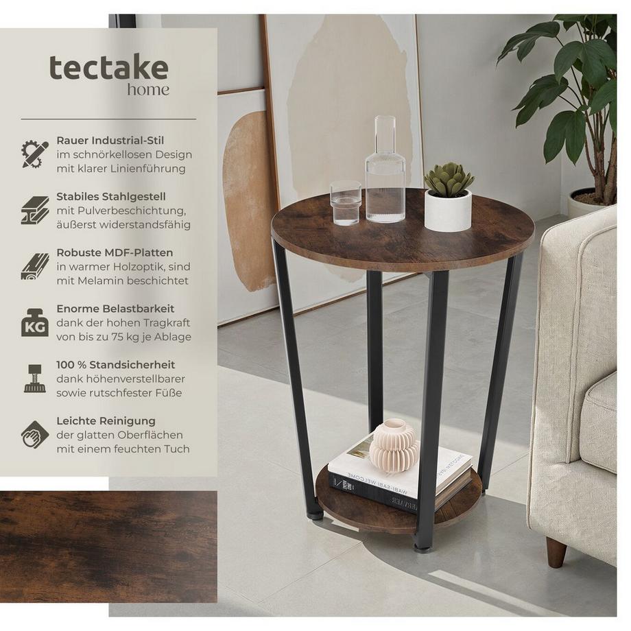 Tectake Beistelltisch Swindon Industrial Style Holz und Stahl  