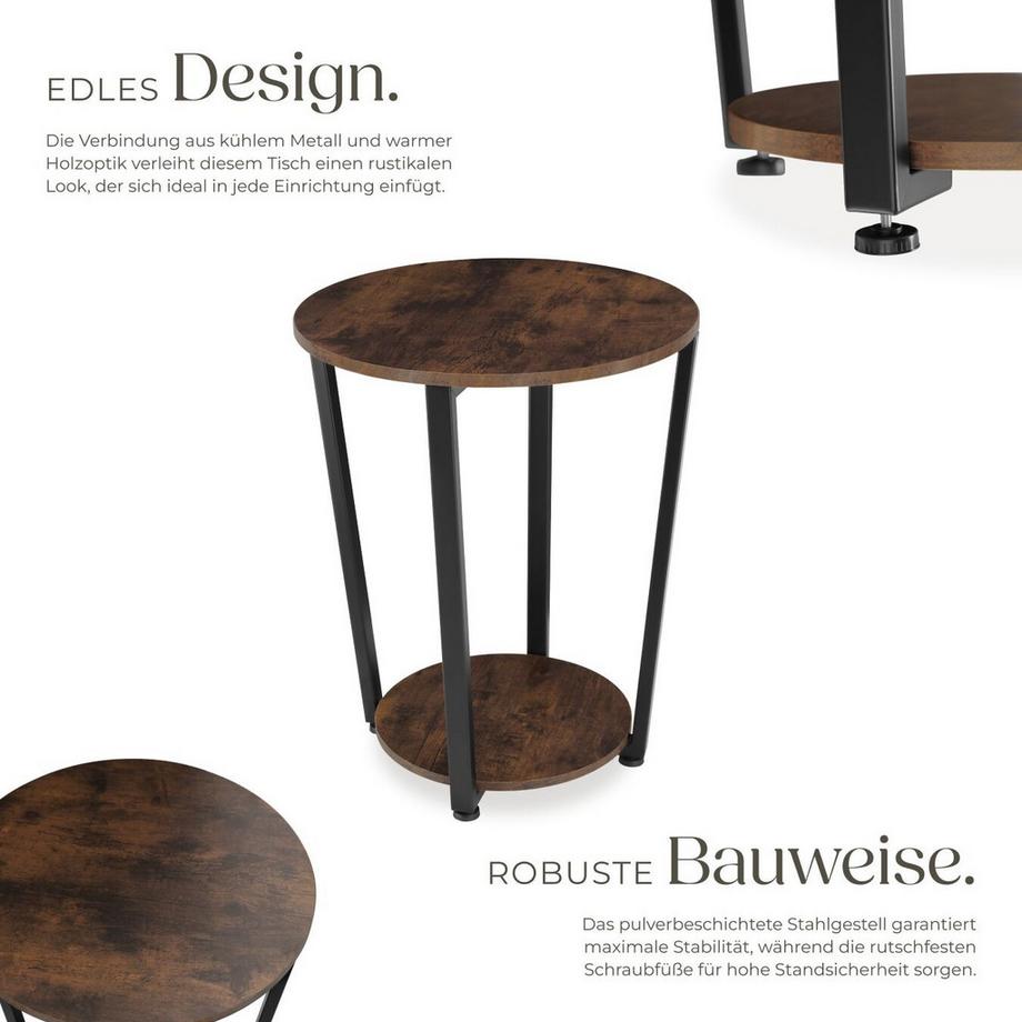 Tectake Beistelltisch Swindon Industrial Style Holz und Stahl  