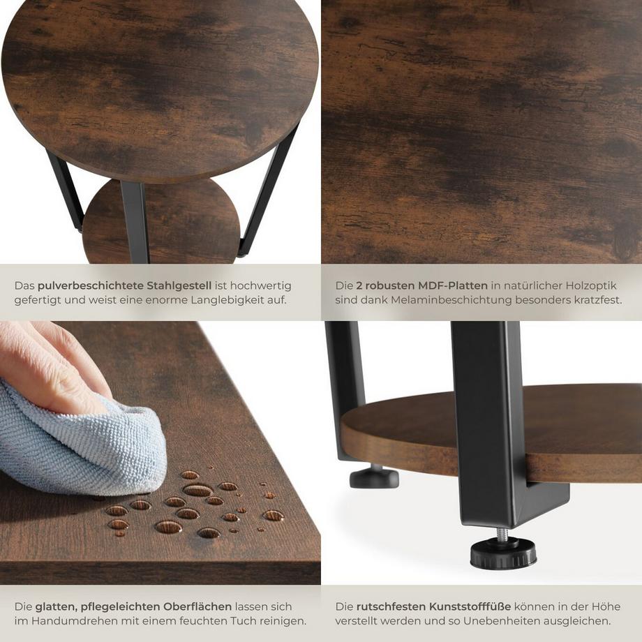 Tectake Beistelltisch Swindon Industrial Style Holz und Stahl  