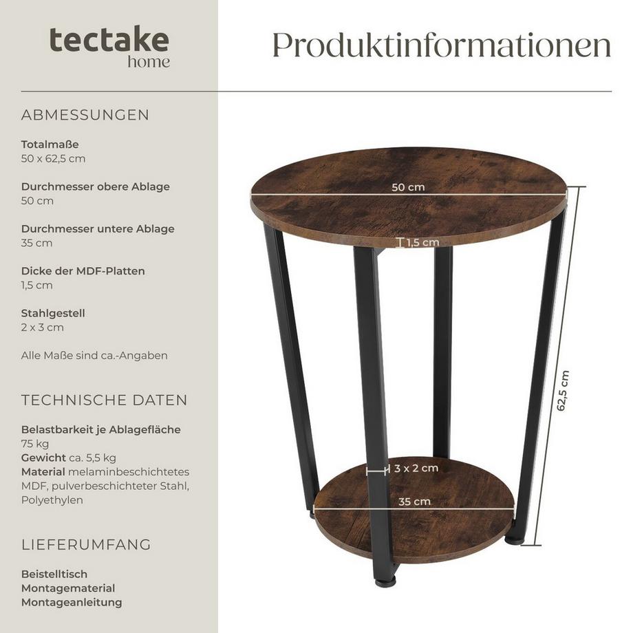 Tectake Tavolino Swindon Stile industriale  