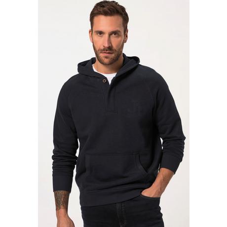 JP1880  Sweat à capuche en molleton flammé, patte de boutonnage, jusqu'au 8 XL 