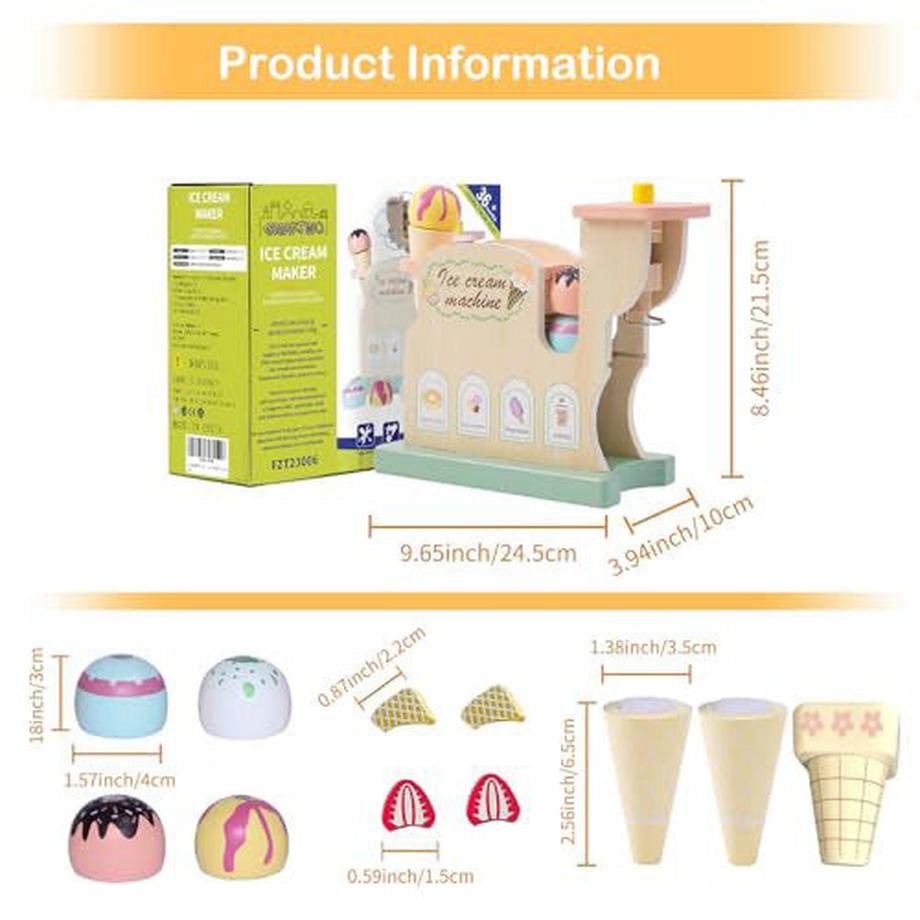 Activity-board  Eismaschine Holzspielzeug, Kinderküche & Kaufladenzubehör, Eisdiele Kleinkinder Holz 