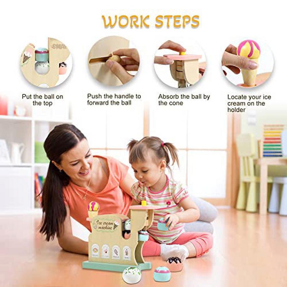 Activity-board  Eismaschine Holzspielzeug, Kinderküche & Kaufladenzubehör, Eisdiele Kleinkinder Holz 