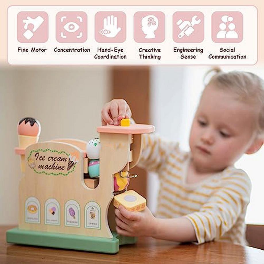 Activity-board  Eismaschine Holzspielzeug, Kinderküche & Kaufladenzubehör, Eisdiele Kleinkinder Holz 