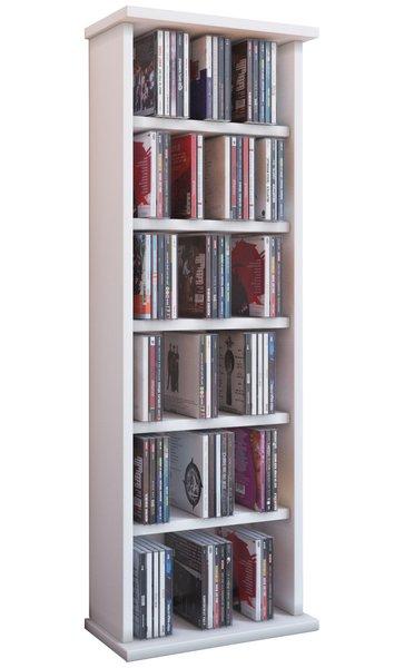 VCM CD Regal Holz Vostan | platzsparender CD Schrank für 102 CDs oder 36 DVDs | Maße: H. 92 x B. 31 x T. 18 cm | elegantes DVD Regal stehend | Blu ray  