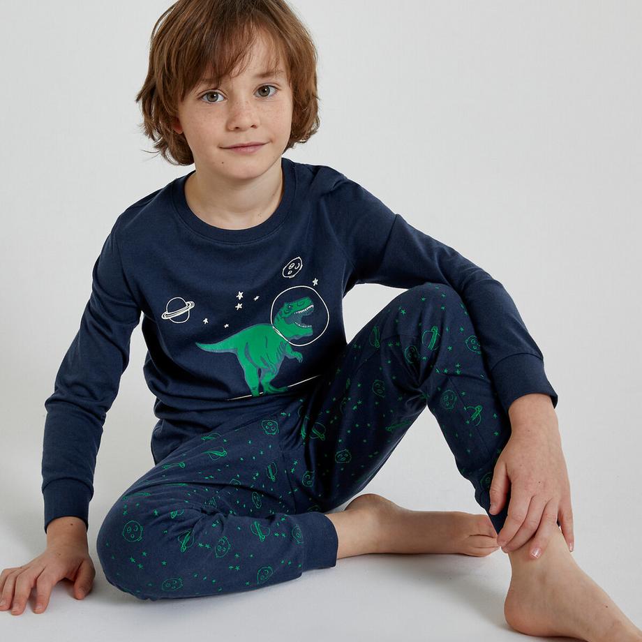 La Redoute Collections  Pyjama en jersey imprimé dinosaure phosphorescent 