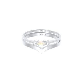 Elli  Bague Ensemble De 2 Opale Zircon 