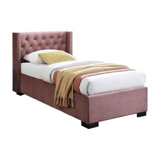 Vente-unique Bett mit Bettkasten - 90 x 200 cm - gestepptes Kopfteil - Stoff - Rosa - MASSIMO  