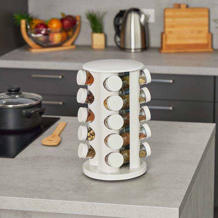 B2X  Weißes Gewürzkarussell in Holzoptik 