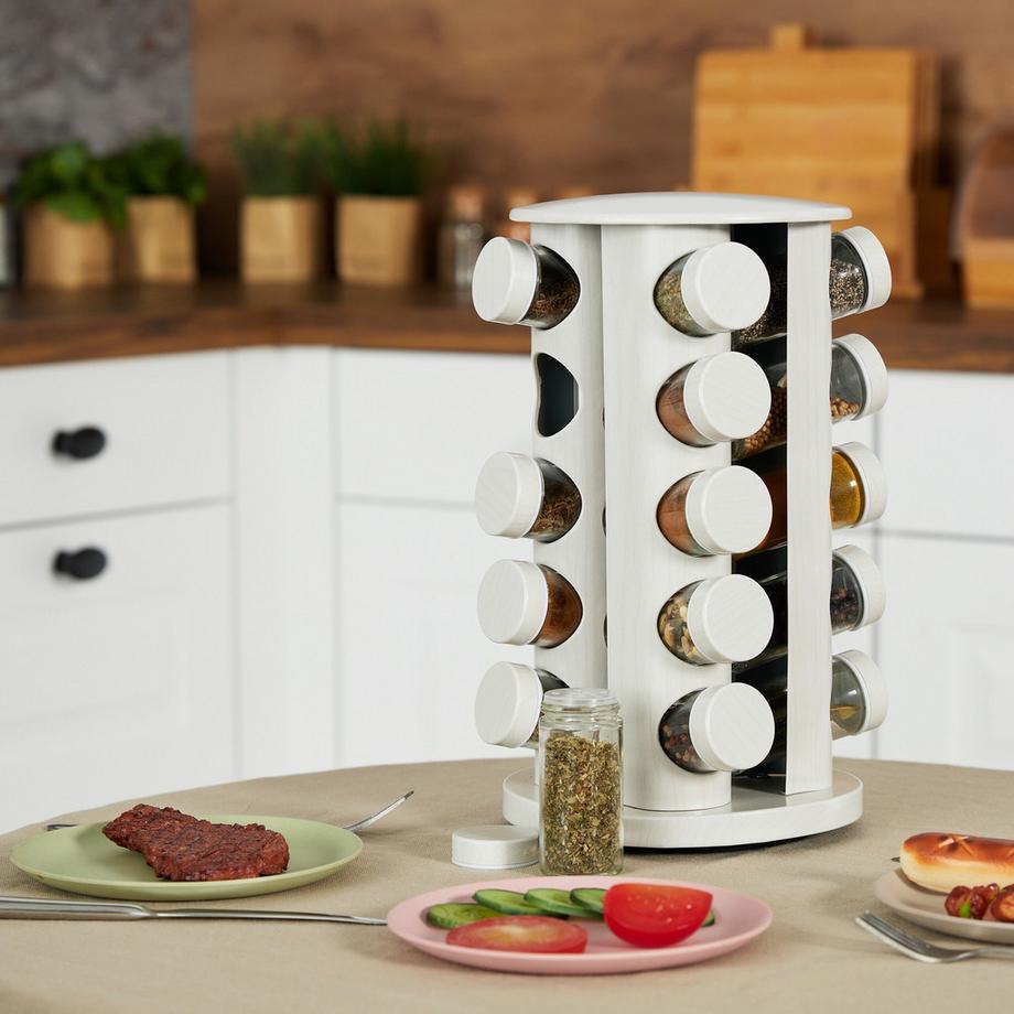 B2X  Weißes Gewürzkarussell in Holzoptik 