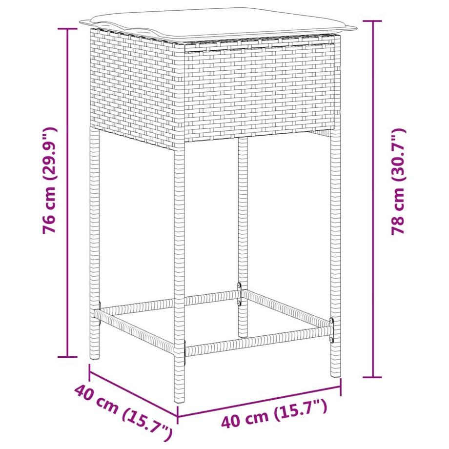 VidaXL Tabouret de bar de jardin rotin synthétique  
