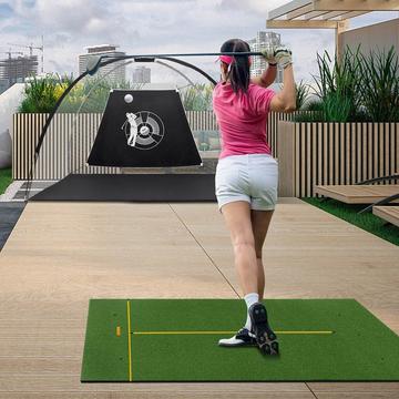 Tappetino da golf con 2 tee in gomma, 2 bastoncini di allineamento e 6 posizioni per i tee, 152 x 92 cm, spessore 32 mm