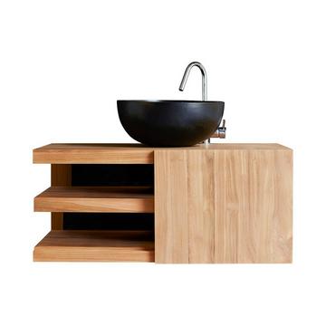 Waschtischunterschrank aus massivem Teakholz 90 cm Typo