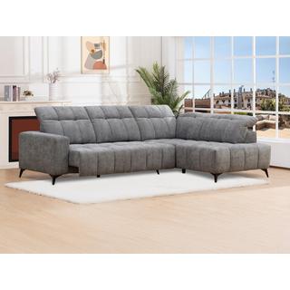 Vente-unique Eckrelaxsofa elektrisch - Ecke rechts - mit ausziehbarer Sitzfläche - Stoff - Anthrazit - LAMPARO  