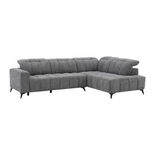 Vente-unique Eckrelaxsofa elektrisch - Ecke rechts - mit ausziehbarer Sitzfläche - Stoff - Anthrazit - LAMPARO  