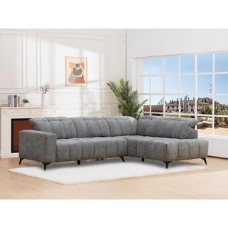 Vente-unique Eckrelaxsofa elektrisch - Ecke rechts - mit ausziehbarer Sitzfläche - Stoff - Anthrazit - LAMPARO  