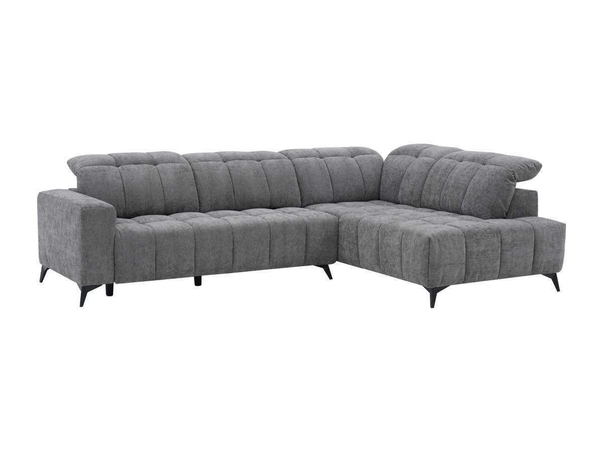 Vente-unique Eckrelaxsofa elektrisch - Ecke rechts - mit ausziehbarer Sitzfläche - Stoff - Anthrazit - LAMPARO  