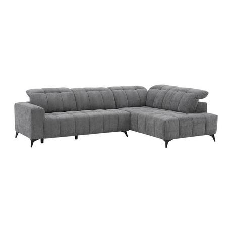 Vente-unique Eckrelaxsofa elektrisch - Ecke rechts - mit ausziehbarer Sitzfläche - Stoff - Anthrazit - LAMPARO  