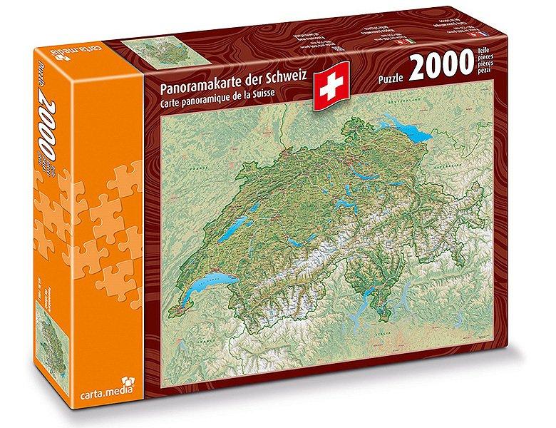 Image of Carta.Media Puzzle Panoramakarte der Schweiz (2000Teile)