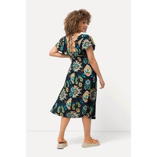 Ulla Popken Robe Midi Effet Cache-cœur Col V Manches Courtes Chauve-souris  