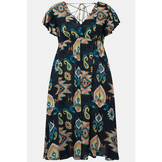 Ulla Popken Robe Midi Effet Cache-cœur Col V Manches Courtes Chauve-souris  