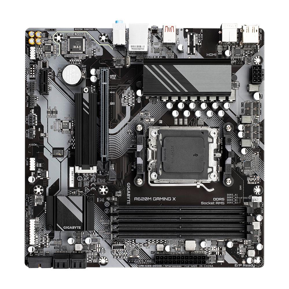 Gigabyte  A620M GAMING X Scheda Madre - Supporta CPU AMD Ryzen 8000, 8+2+1 Fasi VRM Digitale, fino a 8000MHz DDR5 (OC), 1xPCIe 4.0 M.2, GbE LAN, USB 3.2 Gen 2 