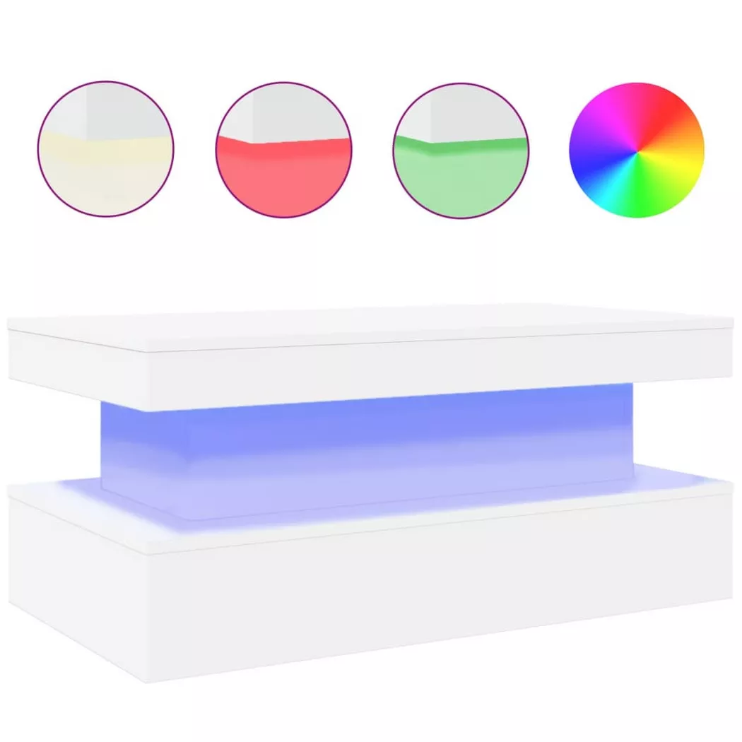 Table basse avec lumières led blanc 90x50x40 cm Vidaxl