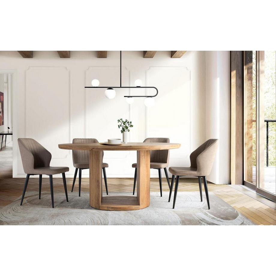 mutoni Table de salle à manger Elian ronde en bois de manguier 150  