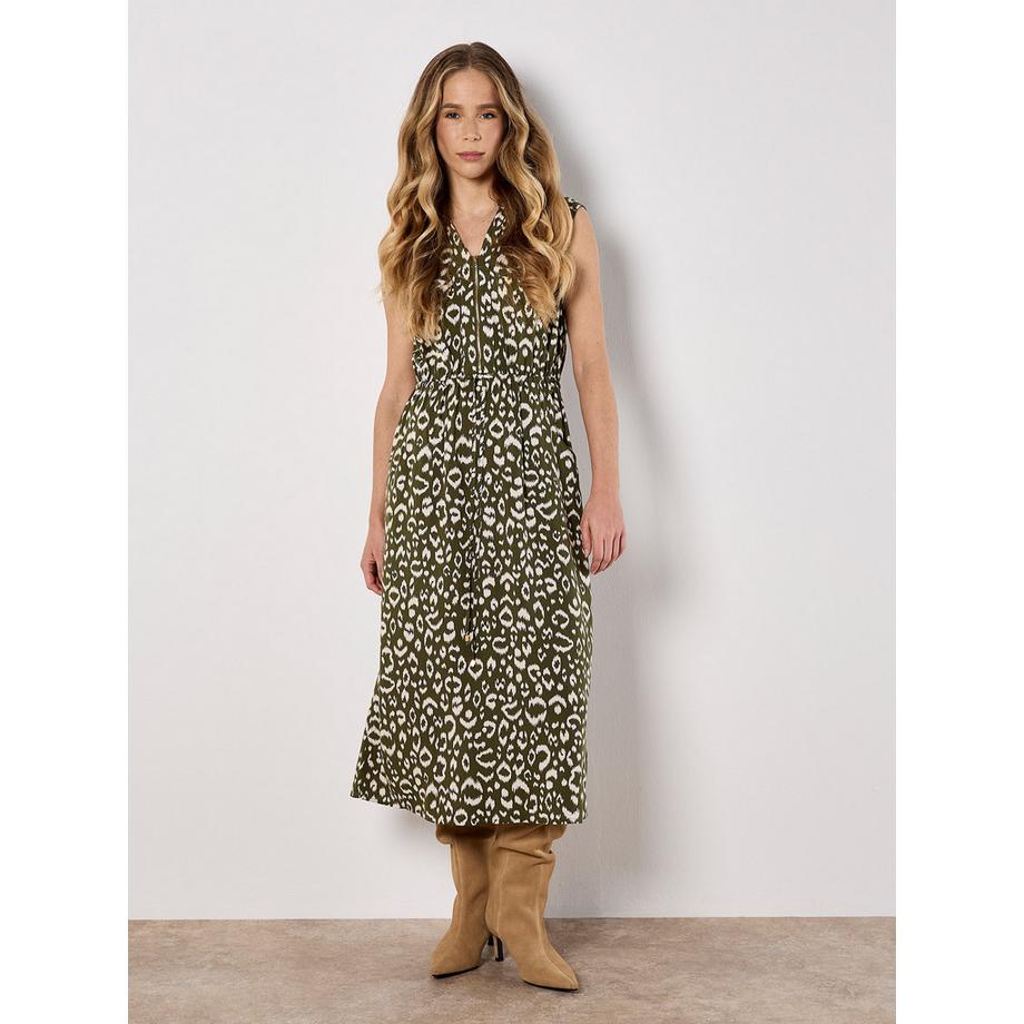 Robe mi-longue à imprimé animalier