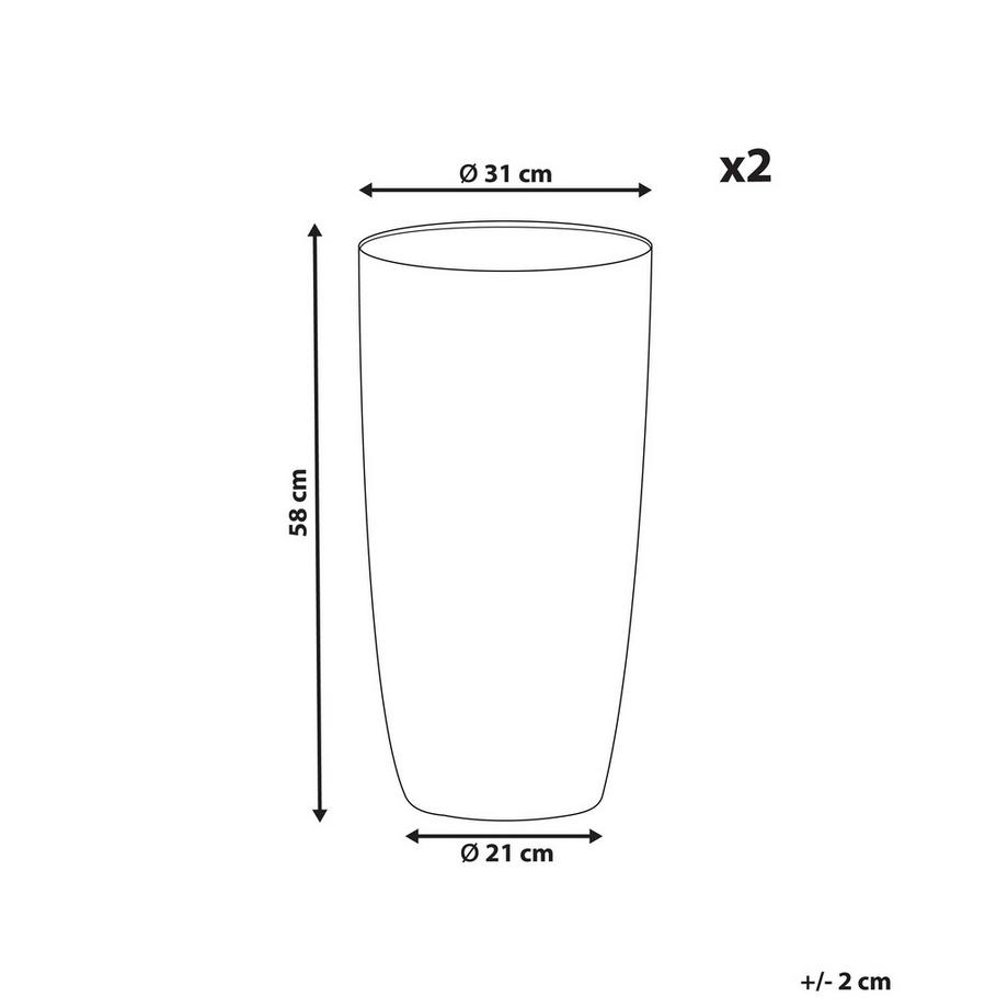 Beliani Set di 2 vasi per piante en Fibra d'argilla Classico ABDERA  