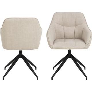 mutoni Chaise de salle à manger avec accoudoirs Breana beige pivotant  