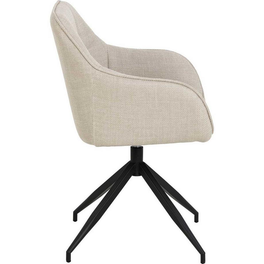 mutoni Chaise de salle à manger avec accoudoirs Breana beige pivotante  